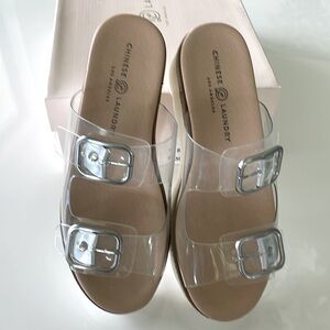 Chinese Laundry 38.5 Clear Platform Sandal New in Box